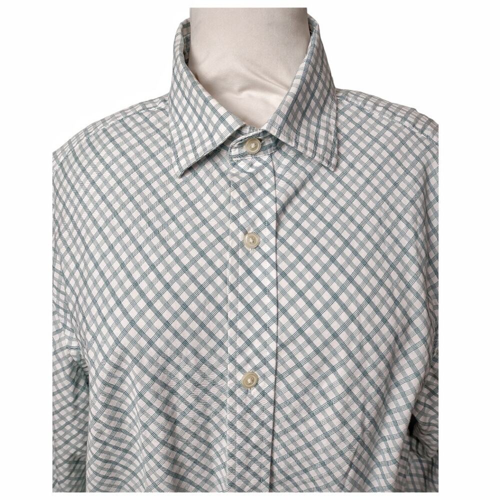BANANA REPUBLIC Men's Plaid Dress Shirt Size L Simple Button Down Long Sleeve
